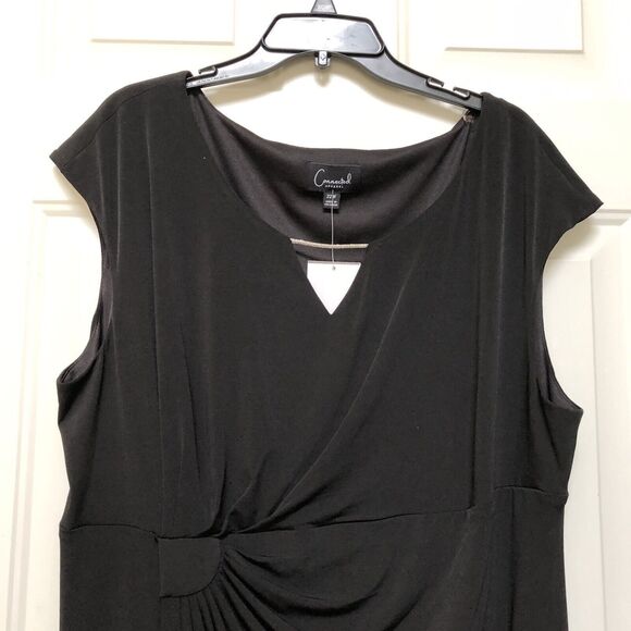 CONNECTED APPAREL WOMEN'S DRESS BLACK PLUS SIZE 22W CAP SLEEVEJERSEY SHEATH - Picture 6 of 9